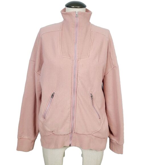 Rag & Bone Sweatshirt S Pink Knit‎ Full-Zip High Neck Zipper Pockets Jacket - Picture 1 of 13
